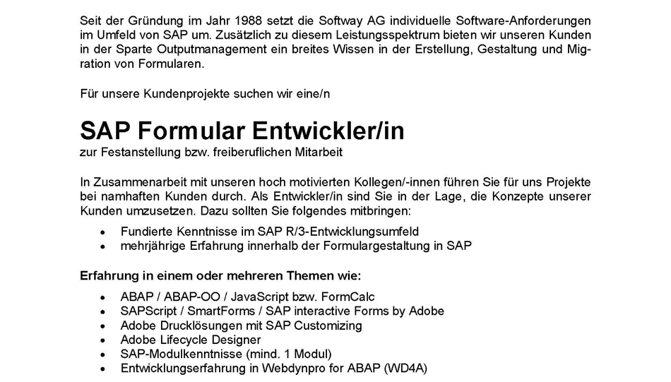 SAP Formular Entwickler
